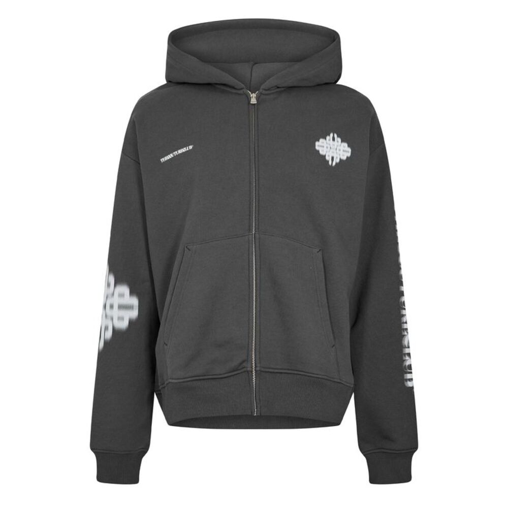 Couture Club Mens Blurred Full Zip Hoodie / Brown/White